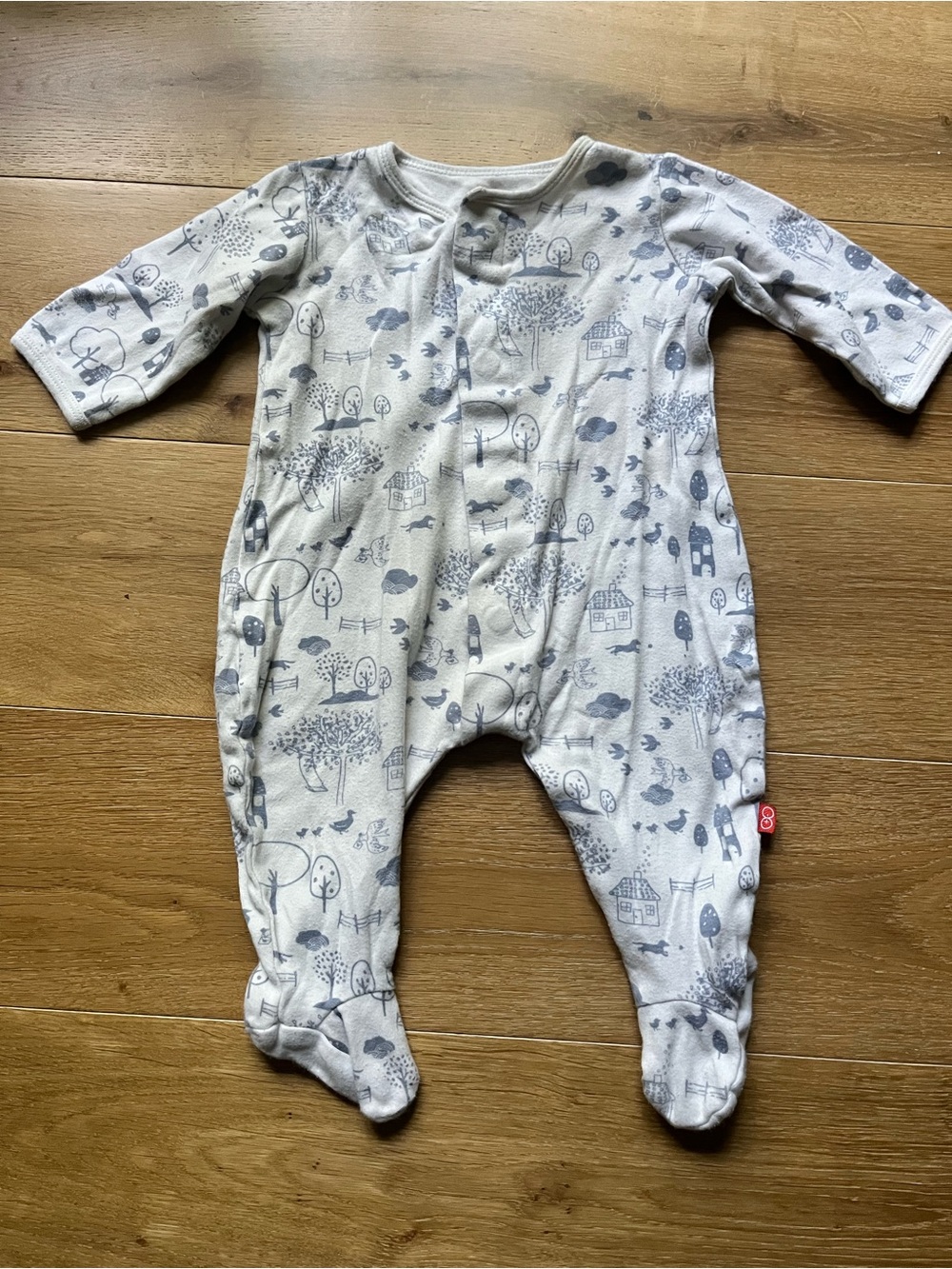 EUC Magnetic Me Woodland Toile / Farmhouse Print Magnetic Footie Sleeper